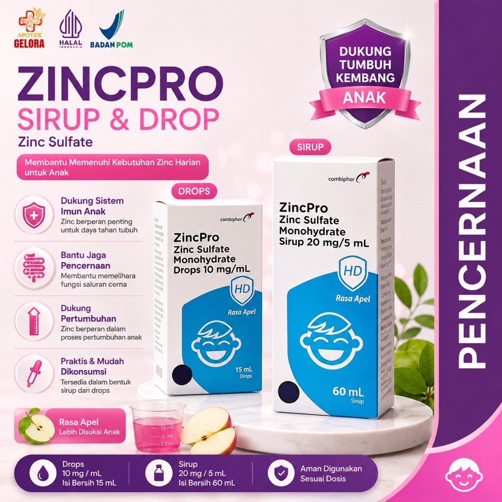 Zincpro Drops & Sirup - Suplemen Zinc untuk Meringankan Diare Anak