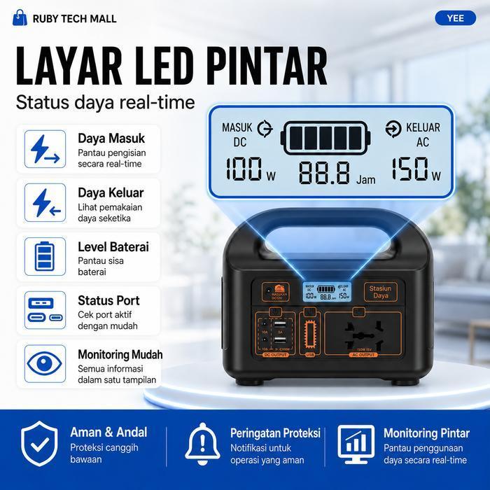 EXPOSE PEMBANGKIT LISTRIK TENAGA SURYA POWER STATION PORTABLE 220V 100W 150W SOLAR GENERATOR CAMPING