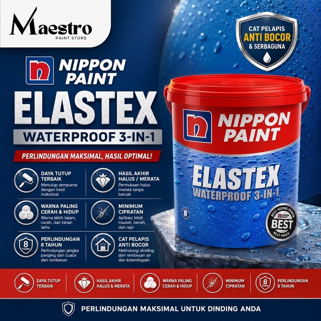 Cat Waterproofing NIPPON ELASTEX 20 KG Putih / Brilliant White / Request Warna