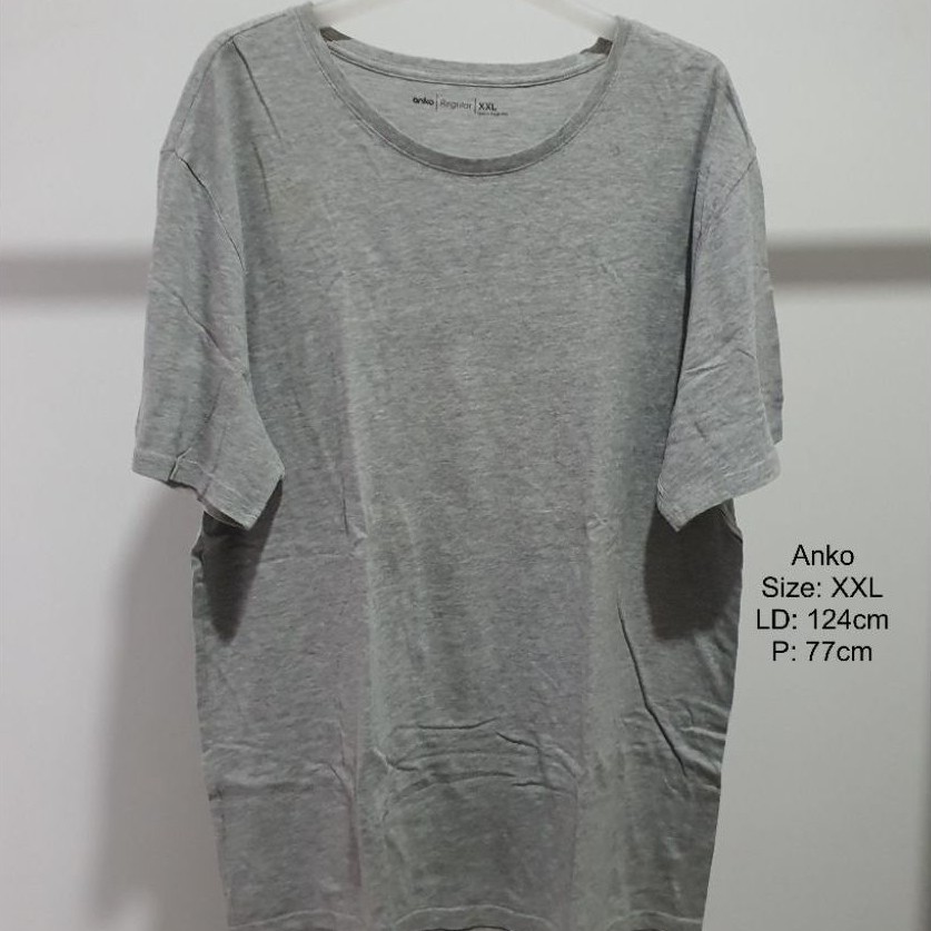 Anko Baju T-Shirt Kaos XXL Warna Abu-abu pria preloved