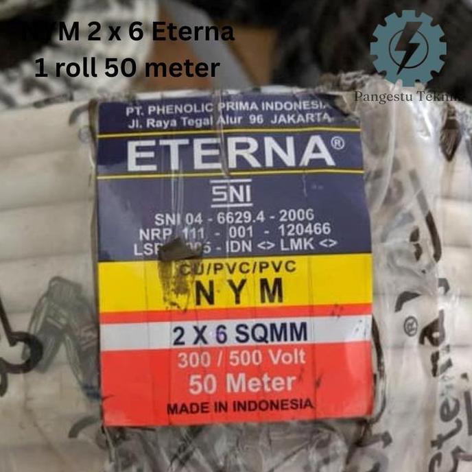 TERBARU - Kabel NYM 2 x 6 mm ETERNA / 50 Meter / NYM 2x6 mm