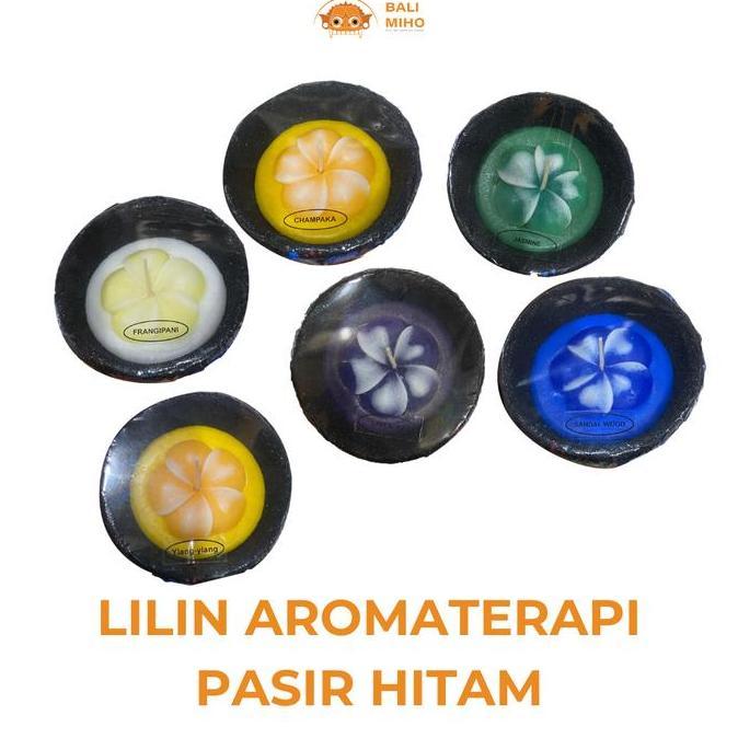 =+=+=+] Tempat Lilin Aromaterapi dari Pasir Hitam - Wadah Lilin dari pasir hitam  - Lilin aromaterap