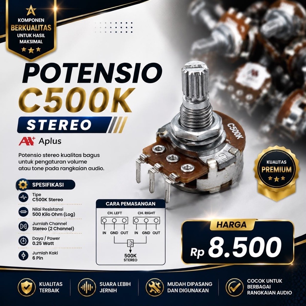 Potensio C500k Stereo - Aplus