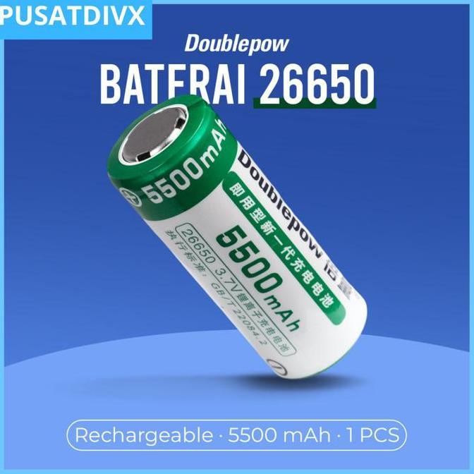 :>:>:>:>] SANJI DOUBLEPOW BATERAI 26650 RECHARGERABLE 3.7 V 5500 mAh BATERAI CAS