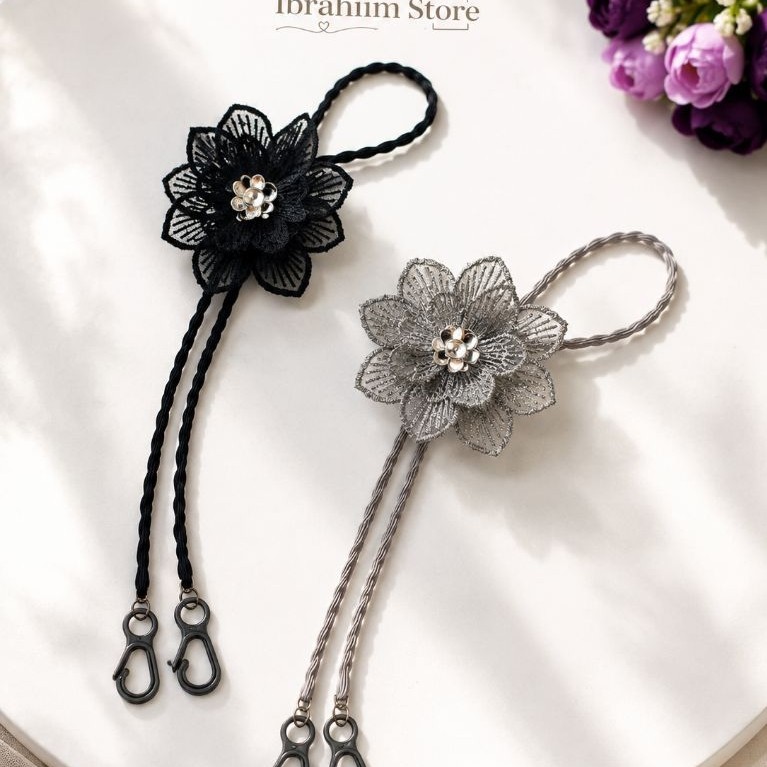 STRAP TALI MASKER POLOS HITAM ABU STRAP MASKER 2 IN 1 POLOS STRAP MASKER HIJAB POLOS KALUNG MASKER P
