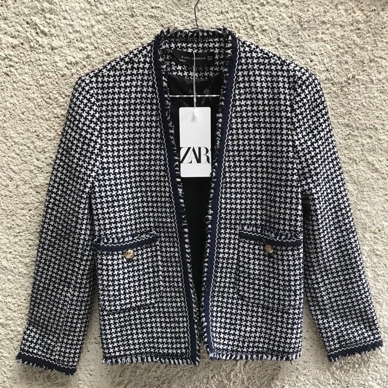 Zara tweed houndstooth blazer