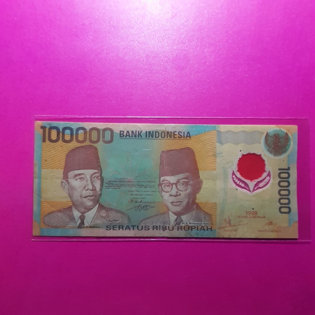 uang kuno 100000 rupiah plastik tahun 1999