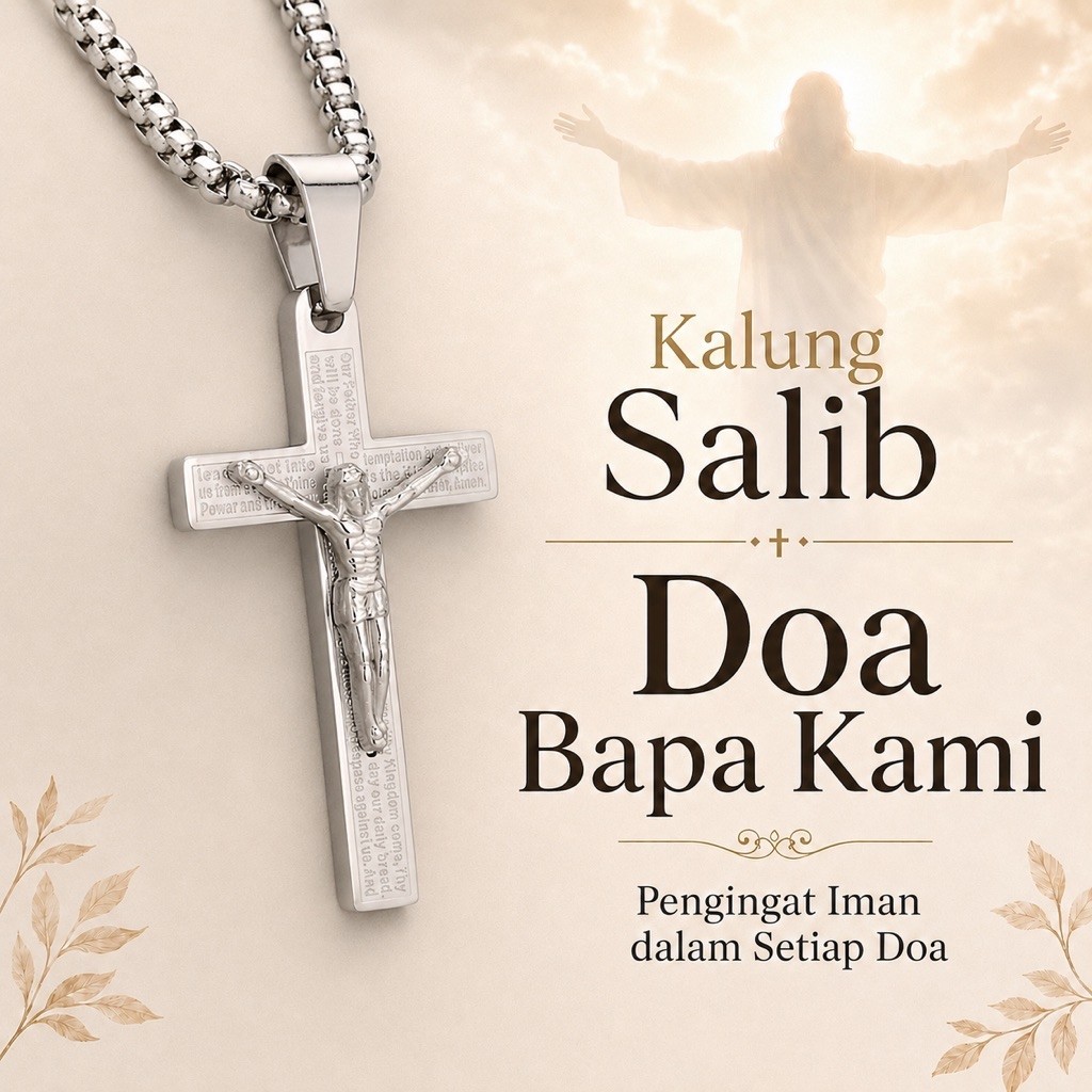 Kalung Salib Doa Bapa Kami Yesus Kristus - Mini SS