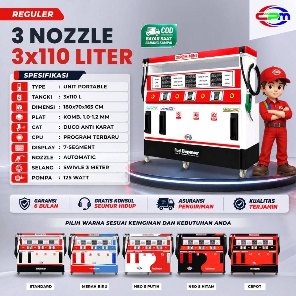 POM MINI - Pertamini Digital 3 Nozzle 3x110L Kapasitas Drum 110L Original ( Produk CPM)