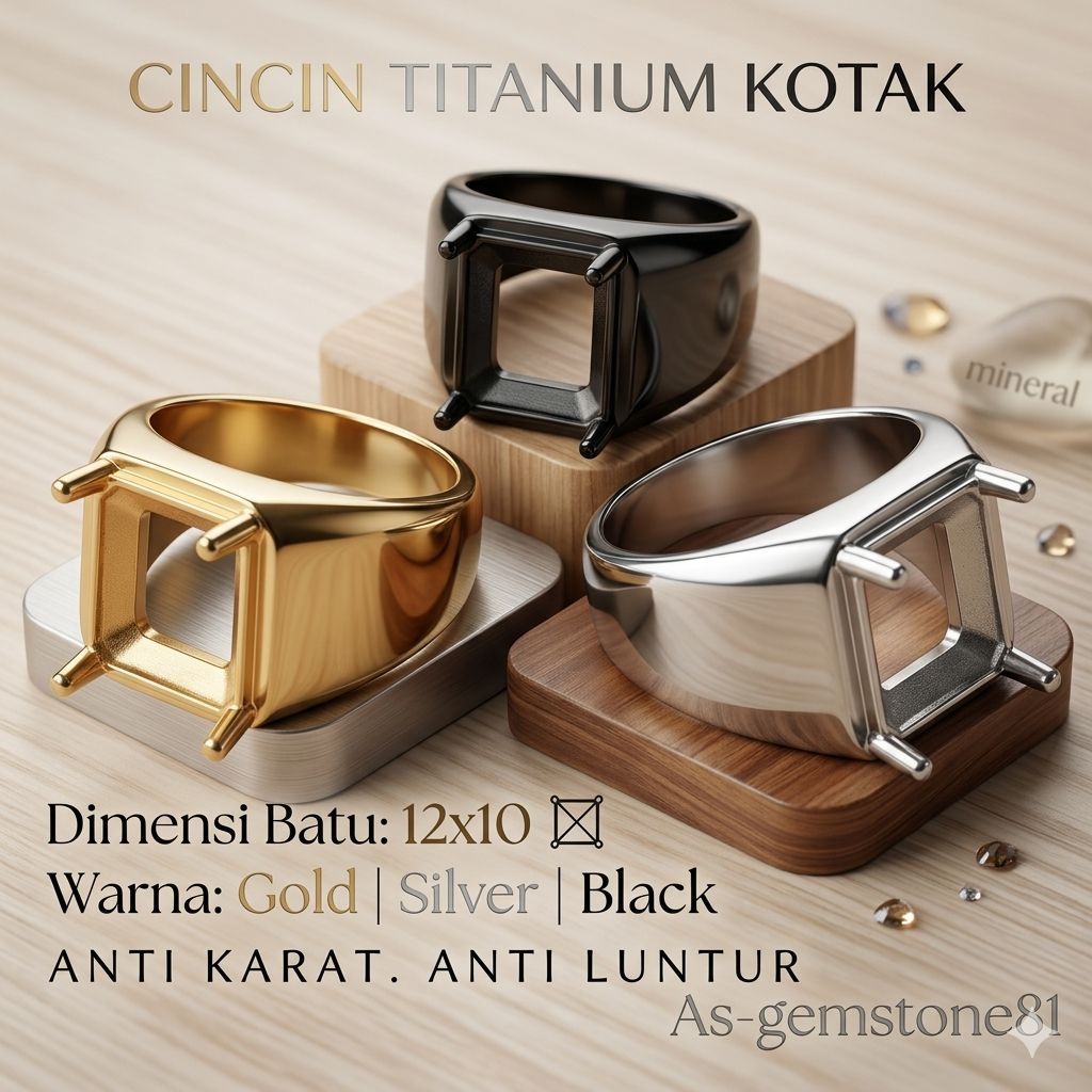 Cincin ring emban[titanium]kotak k3 12*10