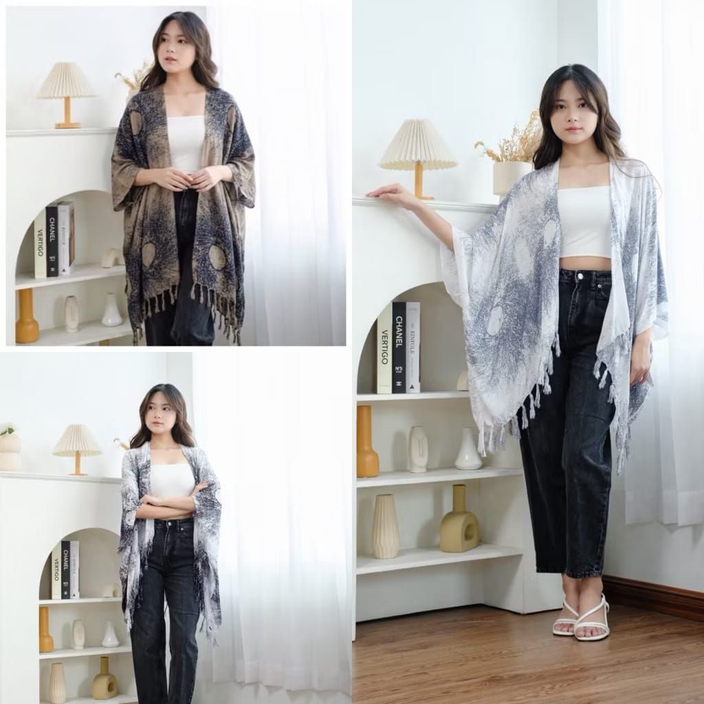 Auter motif akar rayon tipe dye kardigan wanita pantai