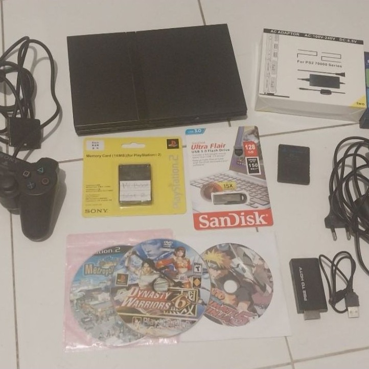 PS2 Slim + FMCB Memory Boot + Flashdisk 128GB Siap Main