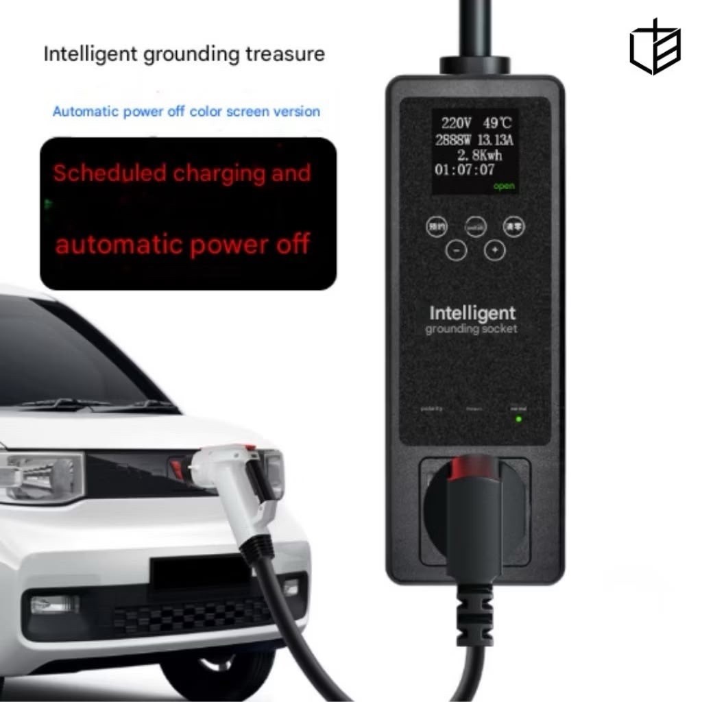 New Energy intelligent grounding socket Stop Kontak Pintar EU Bebas Tanpa Grounding LCD berwarna