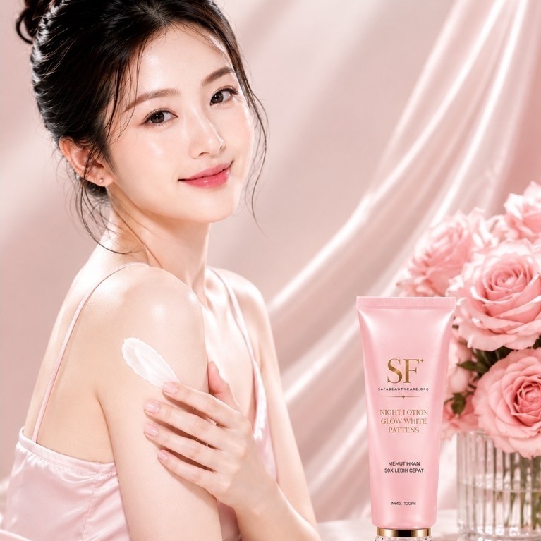 SF Night Lotion Glow White Pattens 100ml | Lotion Pemutih Badan Whitening 50X Lebih Cepat | Pemutih 
