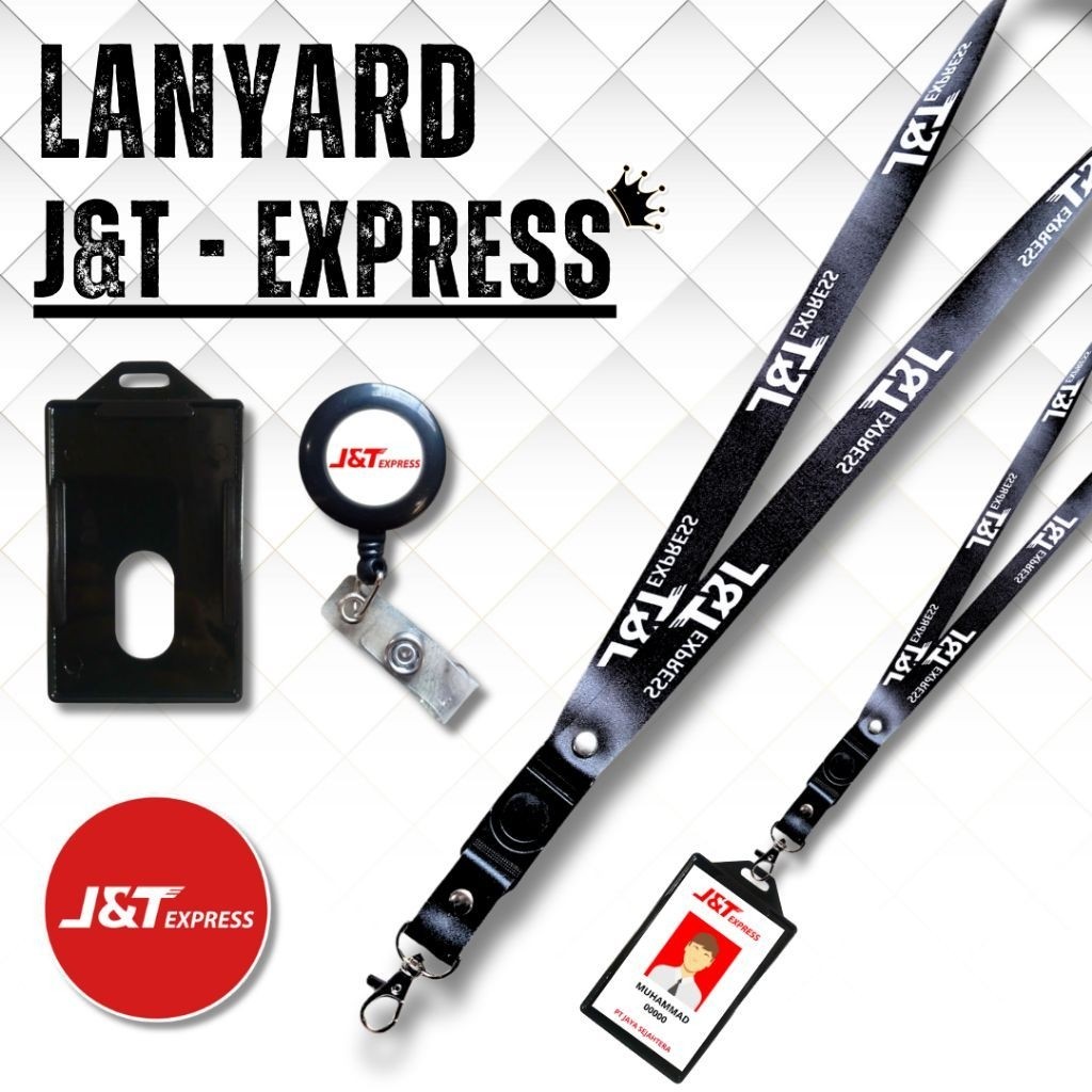 TALI ID CARD J&T EXPRESS HITAM-HITAM / LANYARD JNT TERBARU, PALING MURAH, KUALITAS PREMIUM, SELALU R