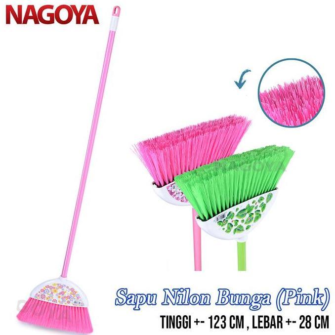 Sapu Nilon Bunga Sapu Plastik warna Sapu Lantai Broom pink Nagoya 810
