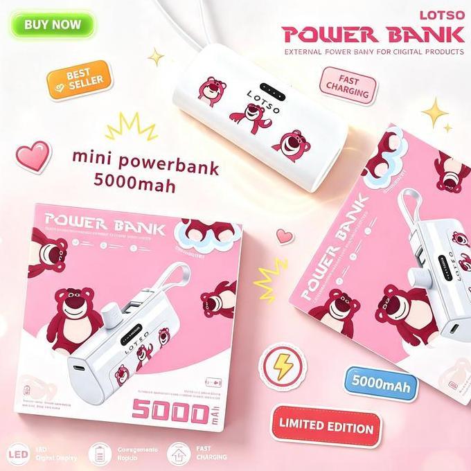 5000mah Power bank mini power bank Lotso bear Mickey  portable wireless for Iphone & type-c Charger 
