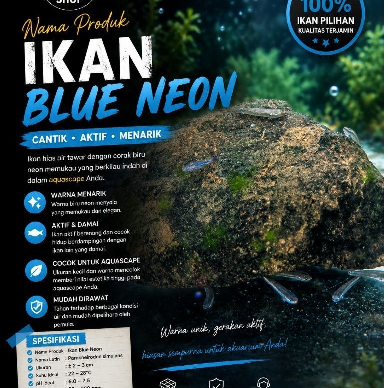 hiasan aquarium ikan hias Goby Blue neon aquascape