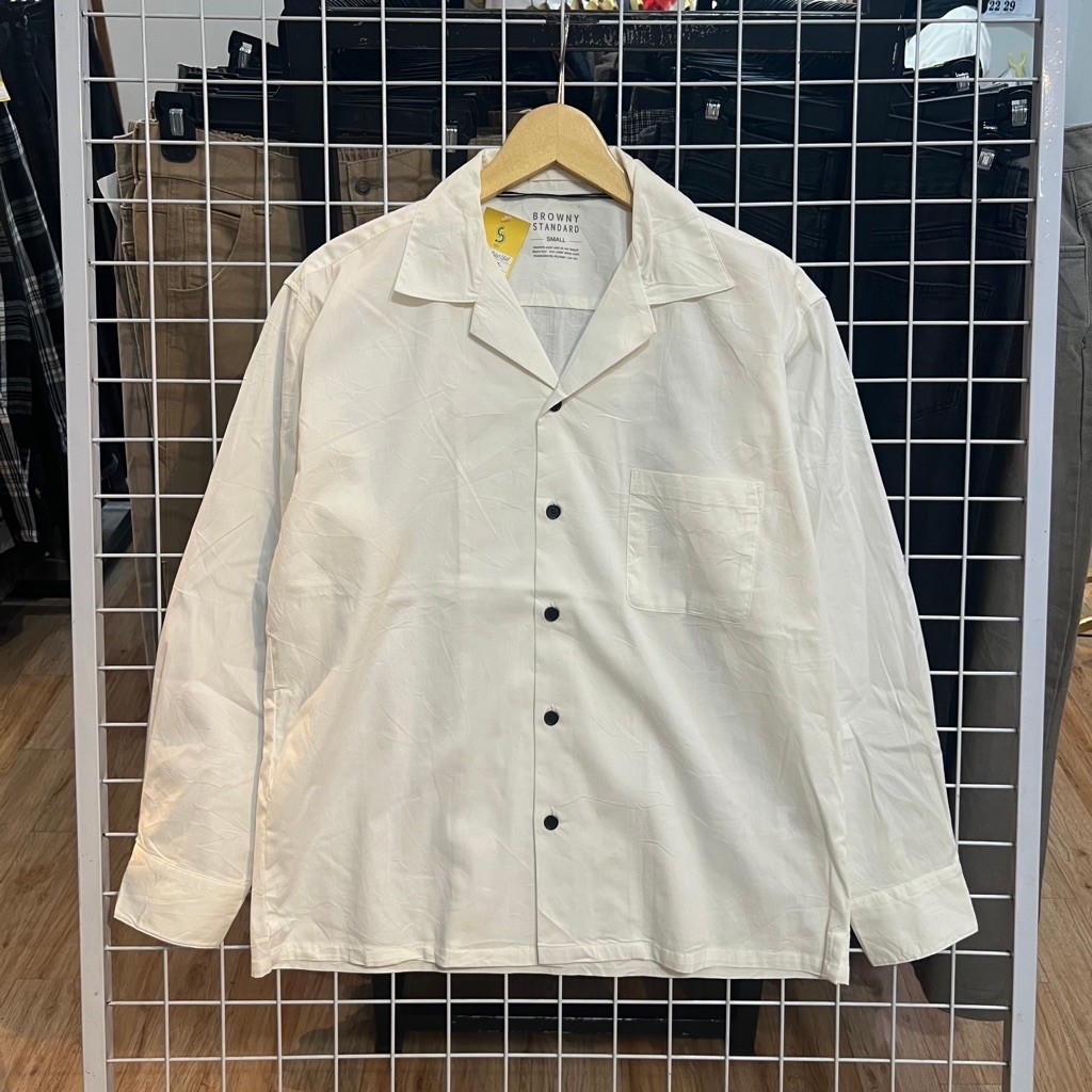 Browny Standard Open Collar Long Sleeve Shirt #KM2868