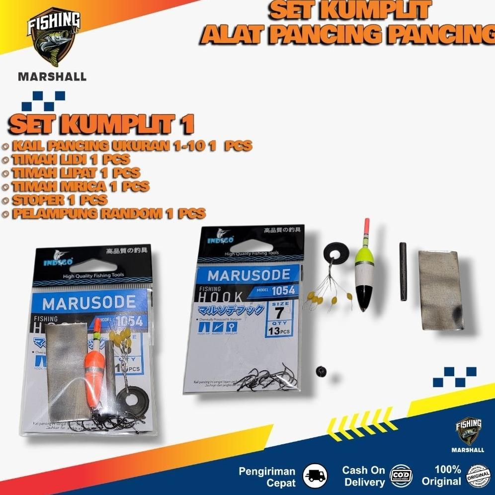 1 Set Lengkap Alat Pancing 1-10 | Kail Timah Lidi Timah Merica Timah Lipat Stopper Pelampung