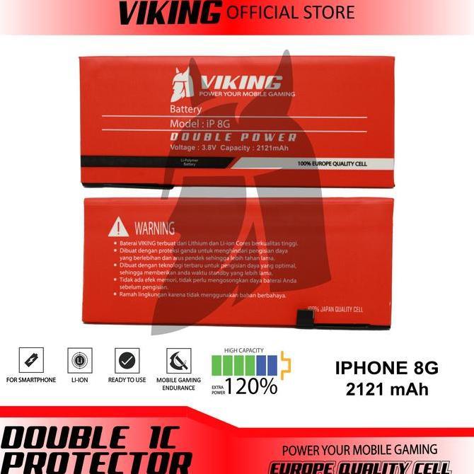 TERBARU - VIKING Baterai Iphone 8 Double Power