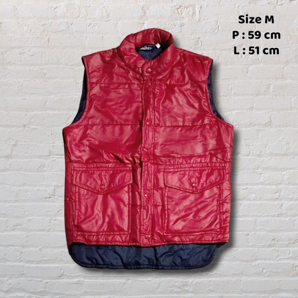 Size M Vest Rompi Puffer Merah Casual Big Pocket Second Preloved #V16