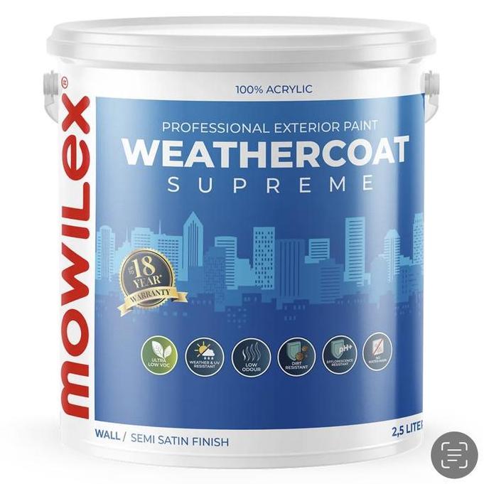 Mowilex Weathercoat Supreme (Warna Tinting / Oplos) Galon 2,Ltr