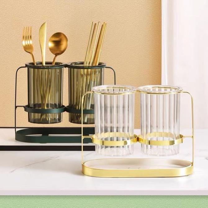Bebida - Tempat Sendok Ester / Tempat Sendok & Garpu Gold Plastik
