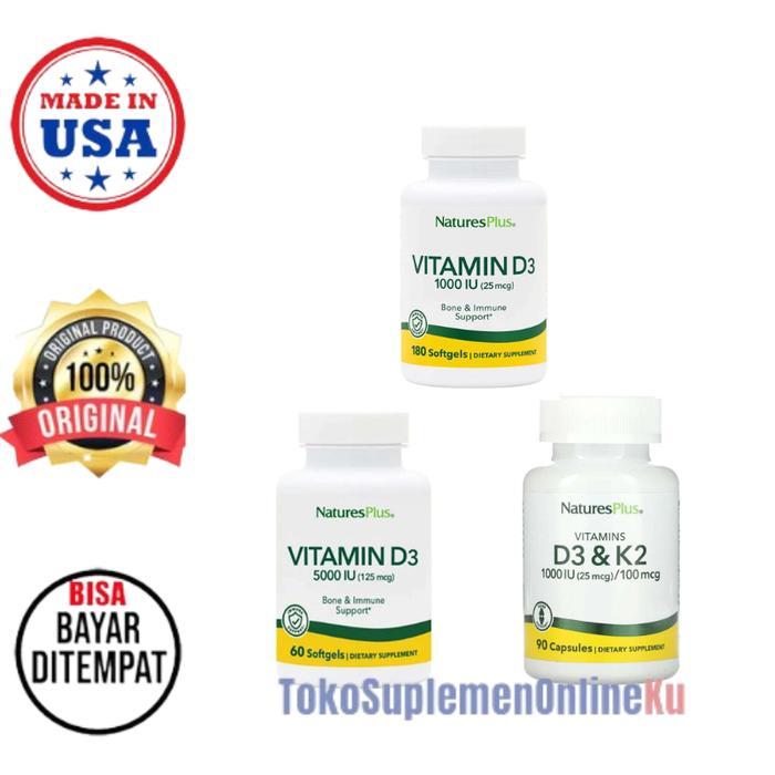 Natures Nature's Plus Vitamin D3 1000IU 5000IU 1000IU + K2 | Vitamin Tulang | NaturesPlus - 1000 IU