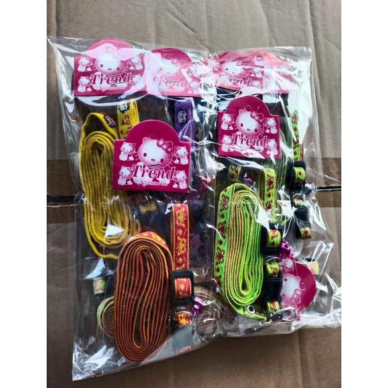Kalung kucing panjang/plus tali tuntun#motif 1 lusin Aksesoris