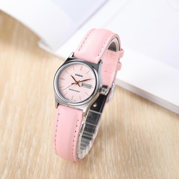 Thin- Casio Ltp-V006L-4Budf Jam Tangan Nita Analog Kulit Pink Ltpv006L Ltp-V006L-4B
