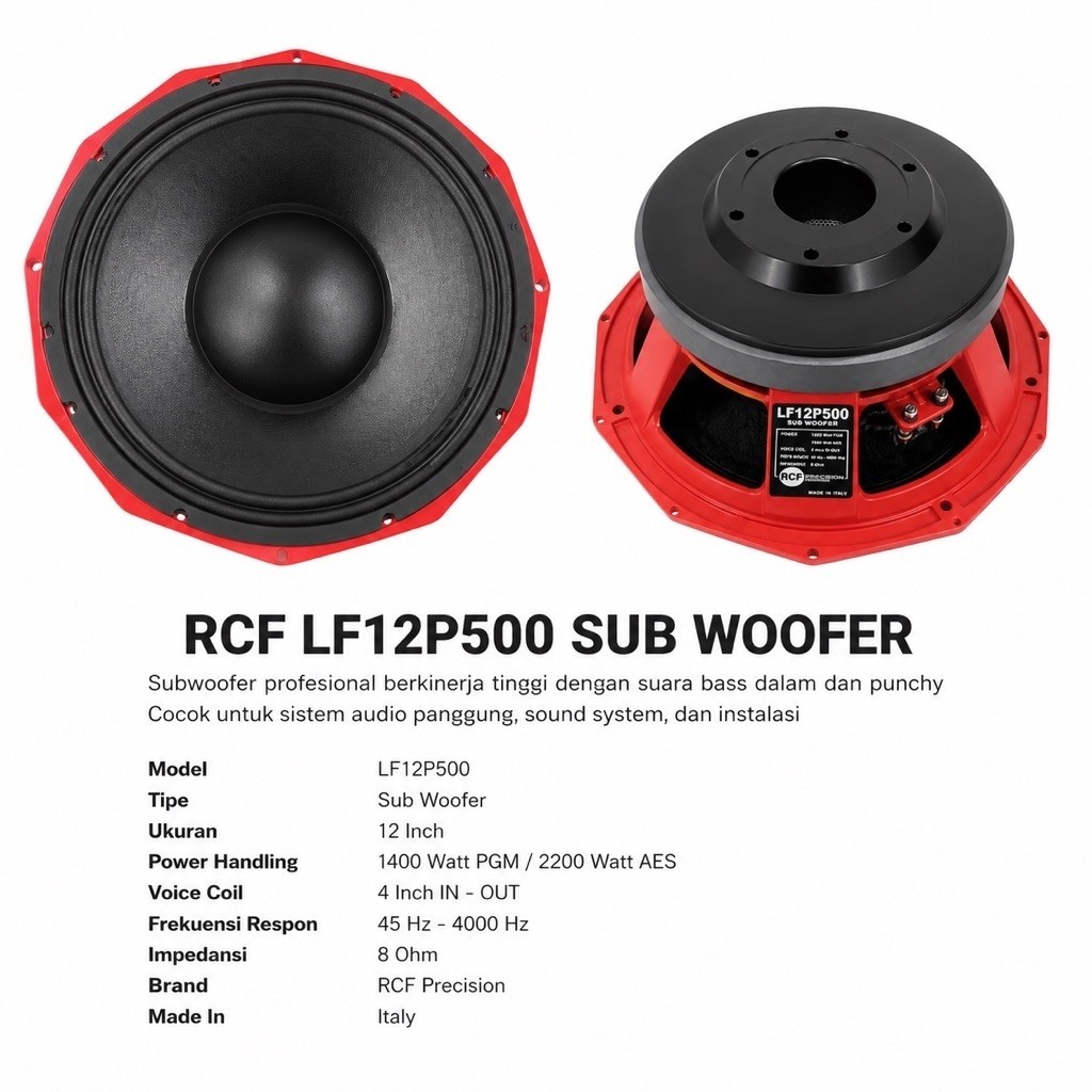 speaker komponen rcf lf12p500 12inch LF12 P500