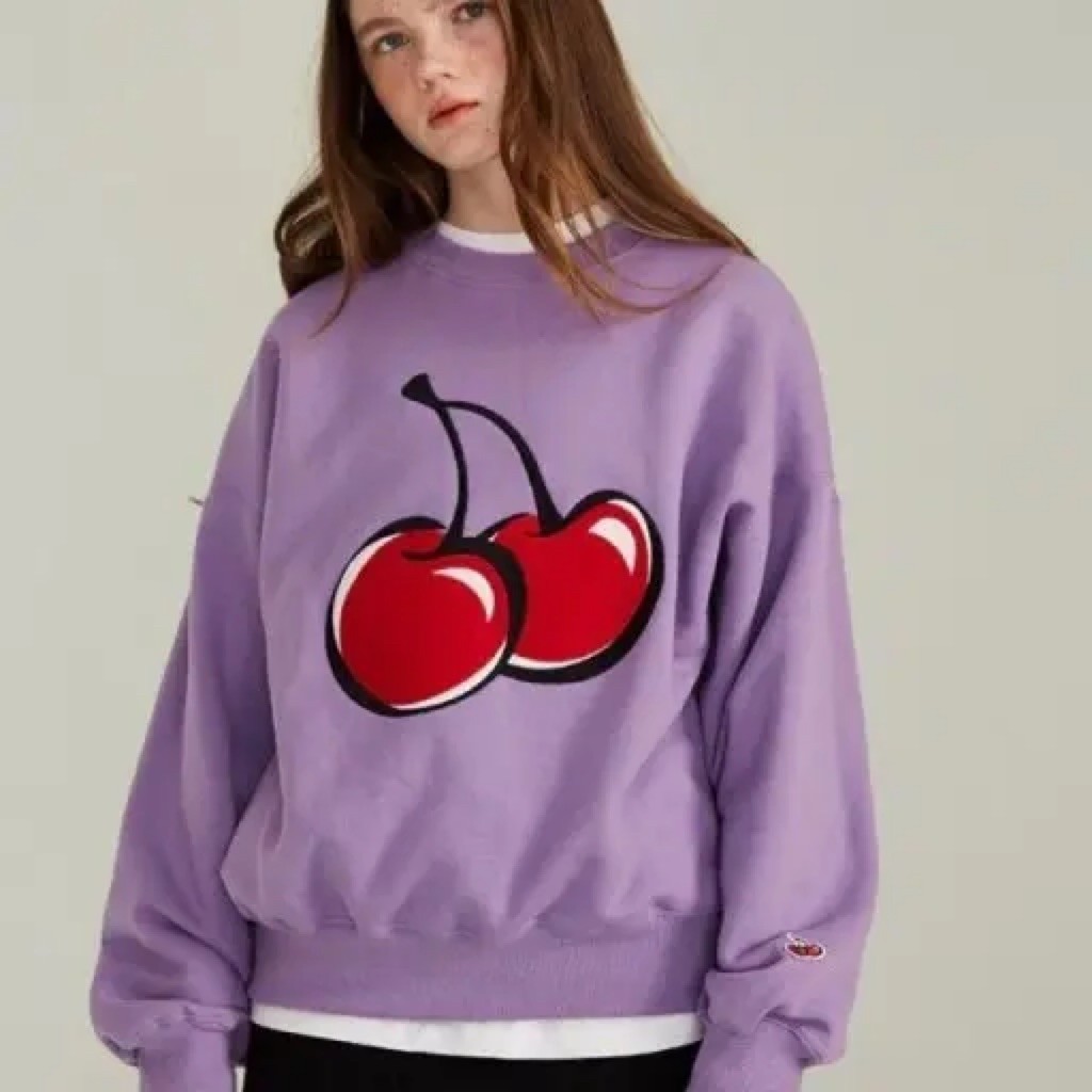 ‼️ 2ND  &  INSTANT AVAILABLE ‼️ KIRSH CREWNECK LIGHT PURPLE CHERRY SWEATER PRELOVED AUTHENTIC SIZE 1