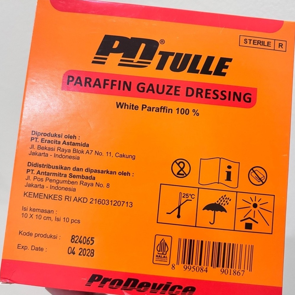 PD Tulle Dressing Parafin Gauze 10x10cm Menutup Luka Post Op Jaring Kecil 10g
