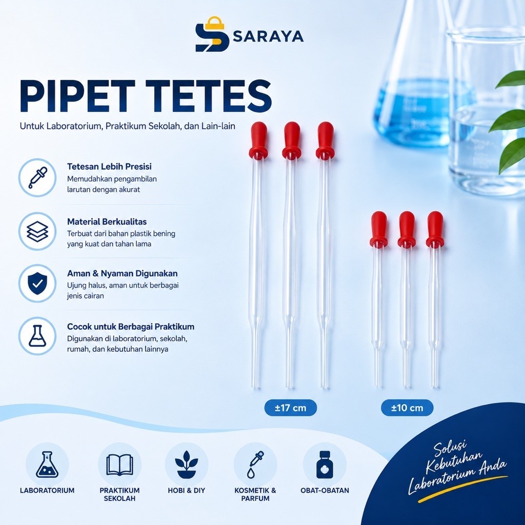 Pipet Tetes Kaca Panjang/Pipet Tetes Kaca Pendek/Pipet Tetes Kaca Dot Merah