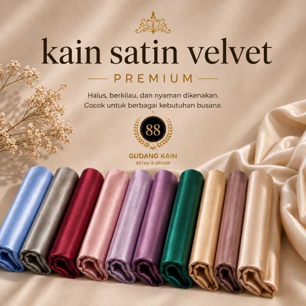 Kain Satin Velvet Saten Velvet Polos Bridesmaid Meteran Premium Grade A
