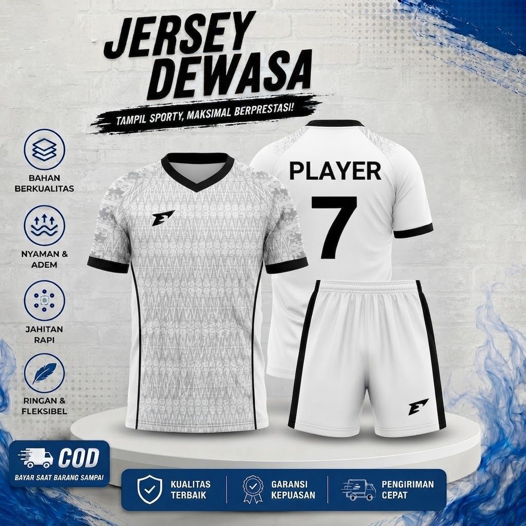 BAJU JERSEY ( FREE ) SABLON NAMA+NOMOR JERSY OLAHRAGA DEWASA JERSY SEPAK BOLA /JERSY FUTSAL /JERSY V