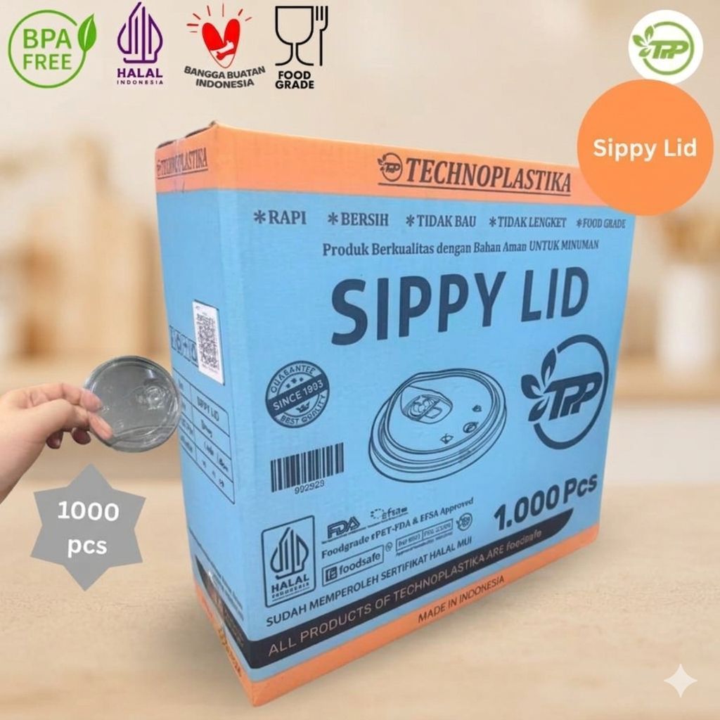 [ 1 KARTON 1000 PCS ] SIPPY LID / LID SIPPY PET FOODGRADE - LID STRAWLESS / PENUTUP GELAS