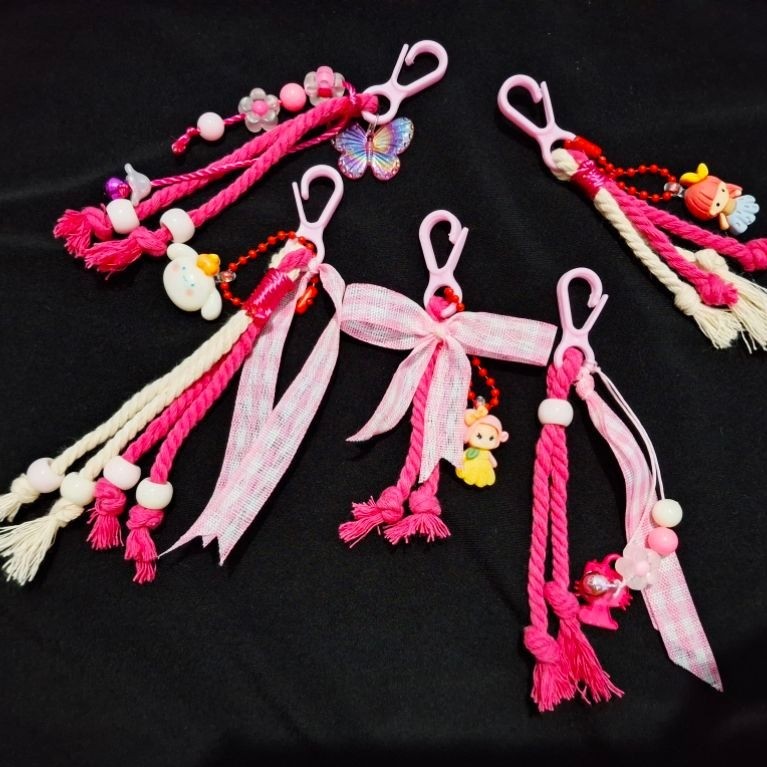 5 PCS GANTUNGAN TAS MACRAME VIRAL || PAKET USAHA ANAK || SOUVENIR KEYCHAIN || AKSESORIS TAS GRESIK