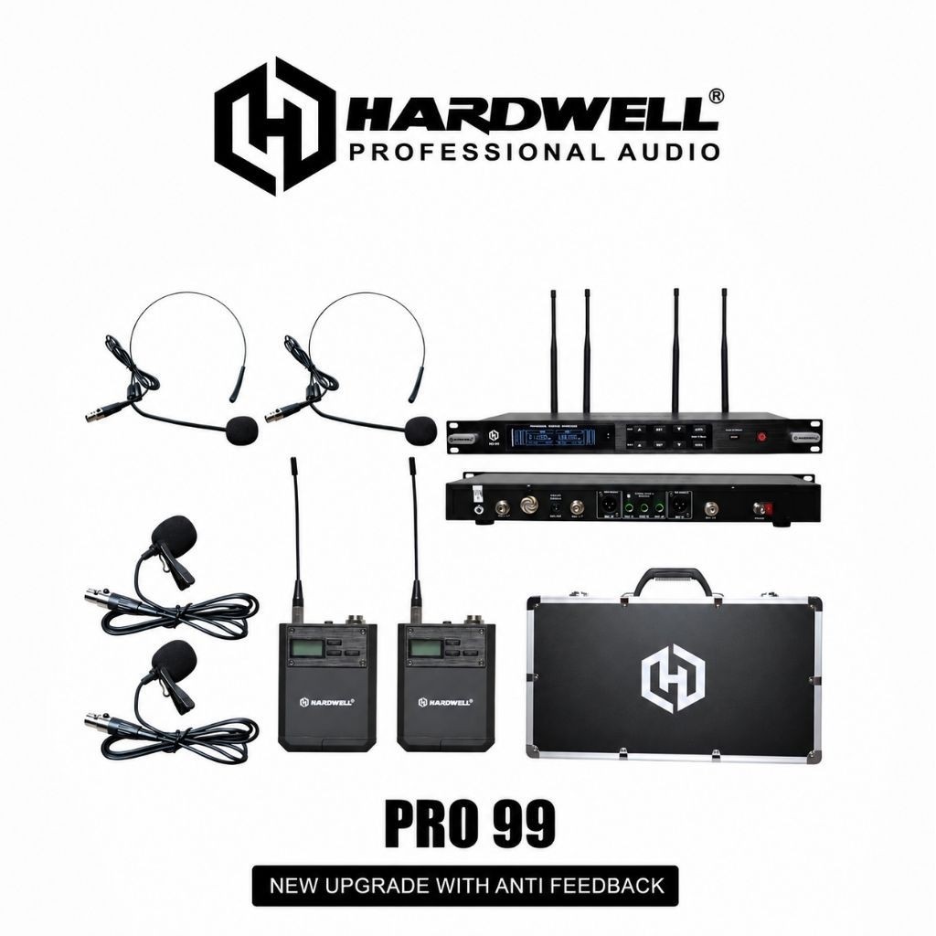 Mic Wireless Hardwell PRO 99 Double Mic Clip On Headset Original