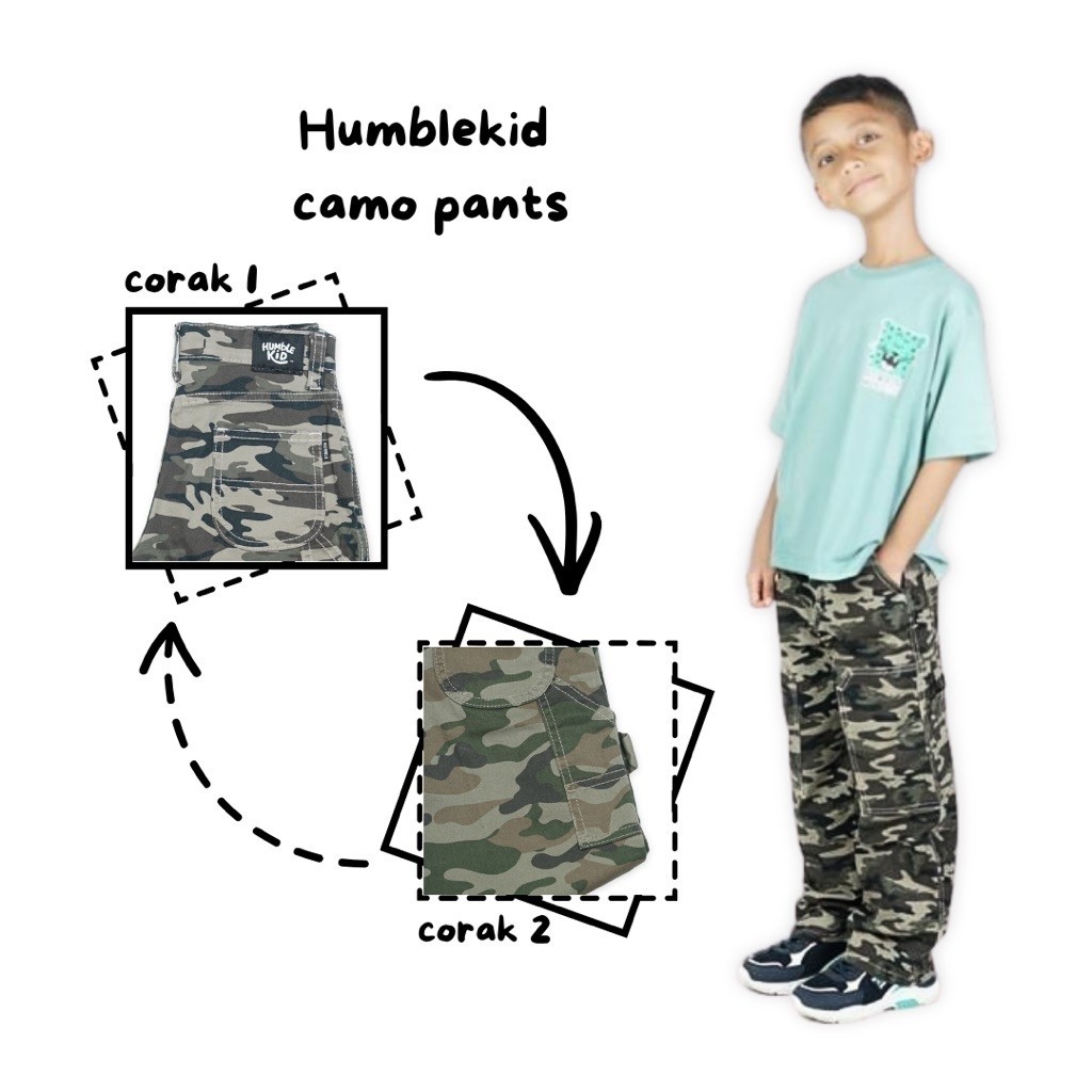 CAMO CARPENTER ARMY - KIDS PANTS - HUMBLEKID