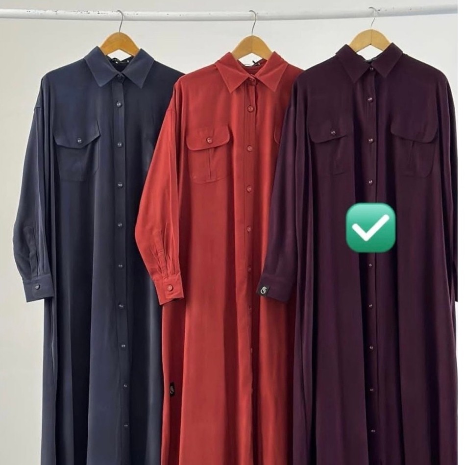 PL abaya kemeja sidra warna aubergine