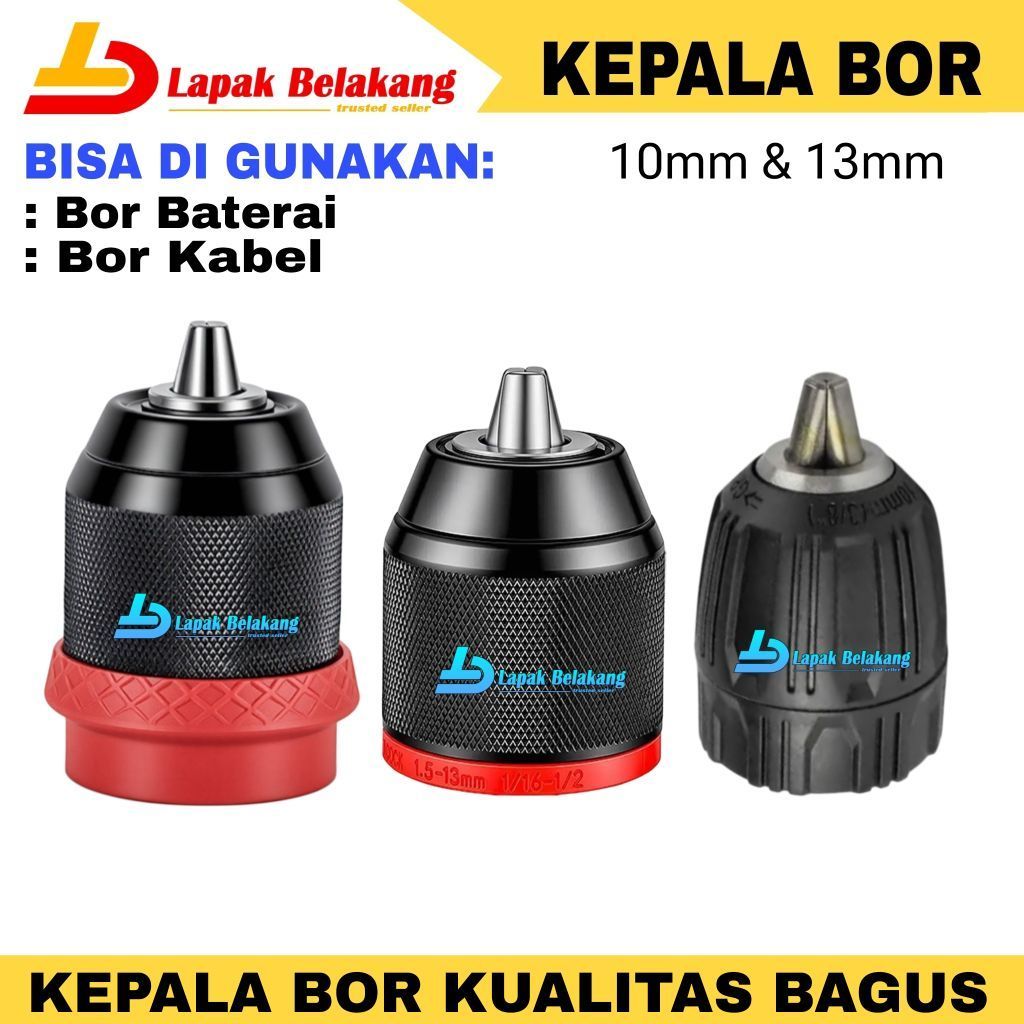 Kepala Bor 10mm 13mm Keyless Basis untuk Bor Tangan & Impact Wrench Kepala Bor Chuck Bor