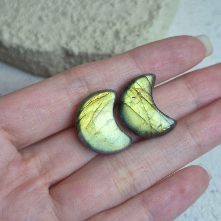ITSXISHOP Natural Kristal Labradorite Moon Spacer Crystal Manik karakter pembatas untuk gelang, kalu