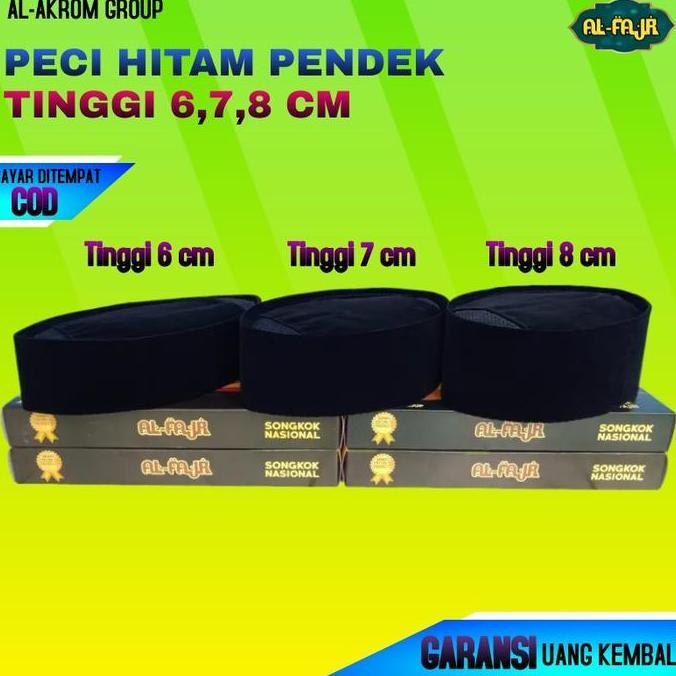 Peci Hitam Pendek Tinggi 6,7,8 cm / Songkok Kopiah Pendek Hitam Polos
