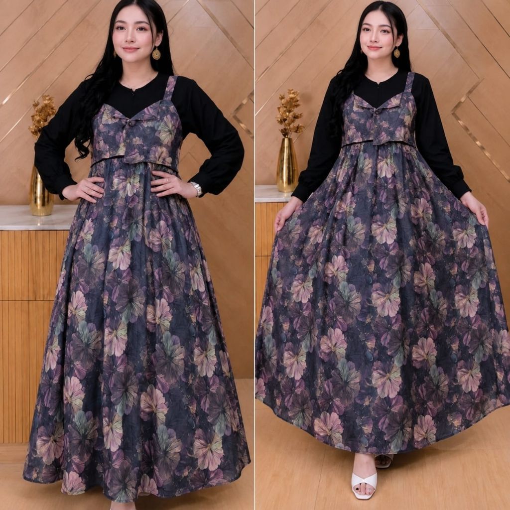 Gmis wanita Amina rompi nyatu katun rayon Ld -+110 PB -+137