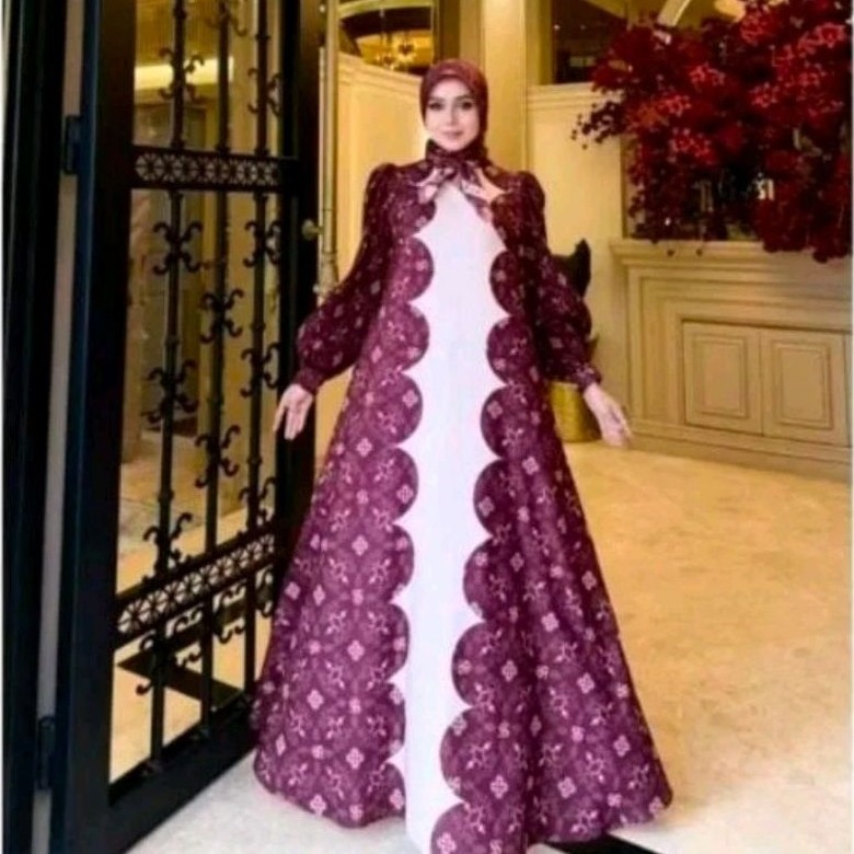 set gamis shellasaukia maroon