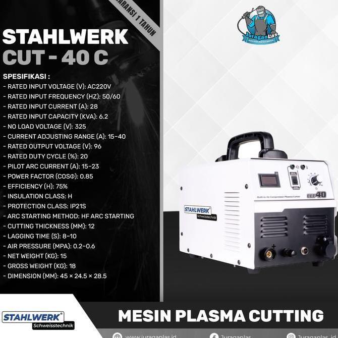 Mesin plasma cutting 40A + kompresor merk Stahlwerk CUT-40C