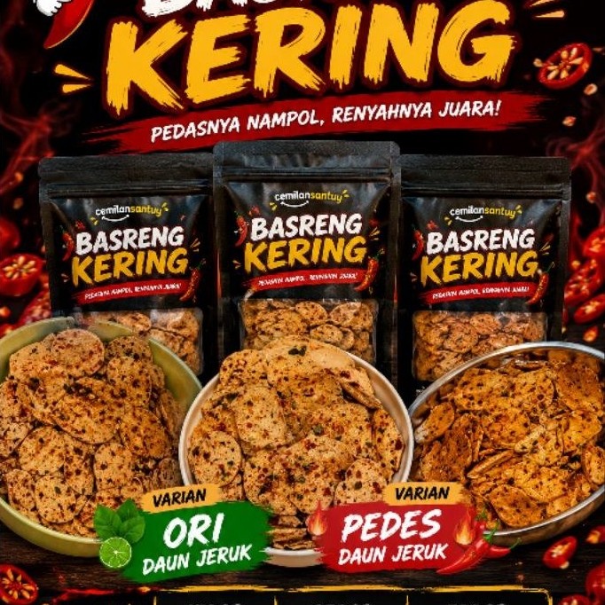 Basreng / Daun/ Jeruk / 250gr,500gr/ Kriuk gurih / Cemilan pedes Kekinian  /