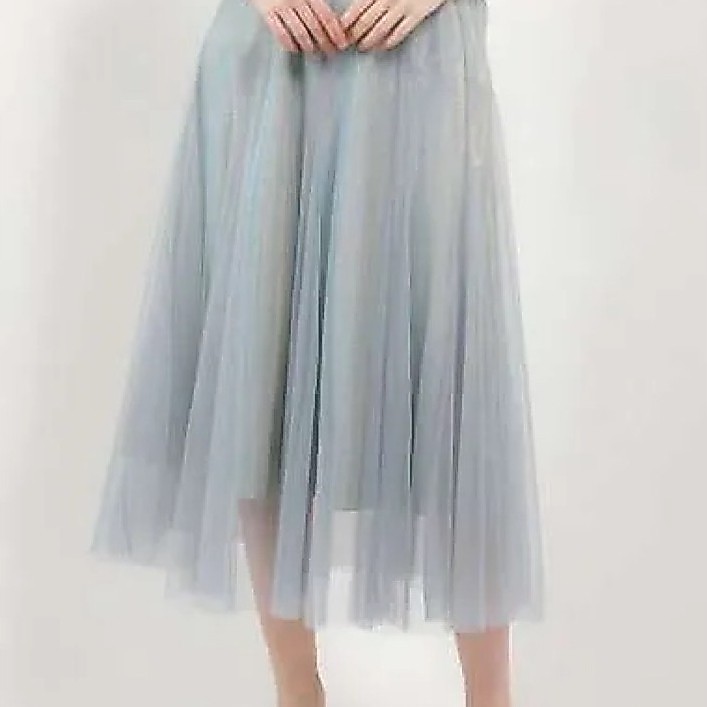 PRELOVED Brilliant Baby Blue Glitter High Waist Tutu Midi Asymmetric Skirt Rok Wanita